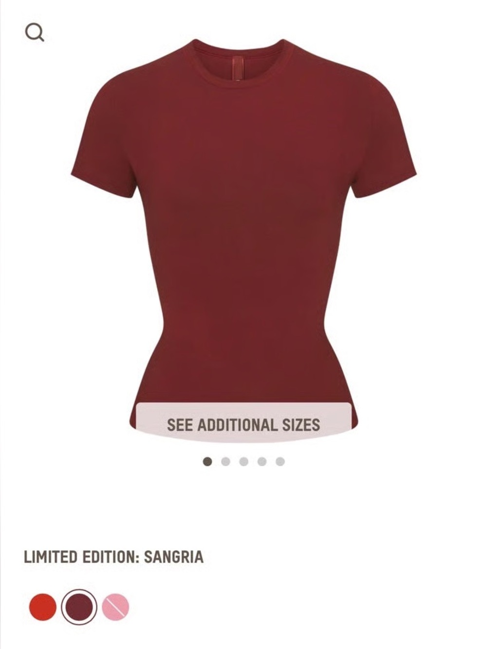 Skims Cotton Jersey T-shirt in Sangria Red Women’s Size Extra Small XS